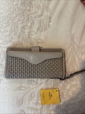 Patricia Nash Woven Leather Wristlet Wallet in Gray